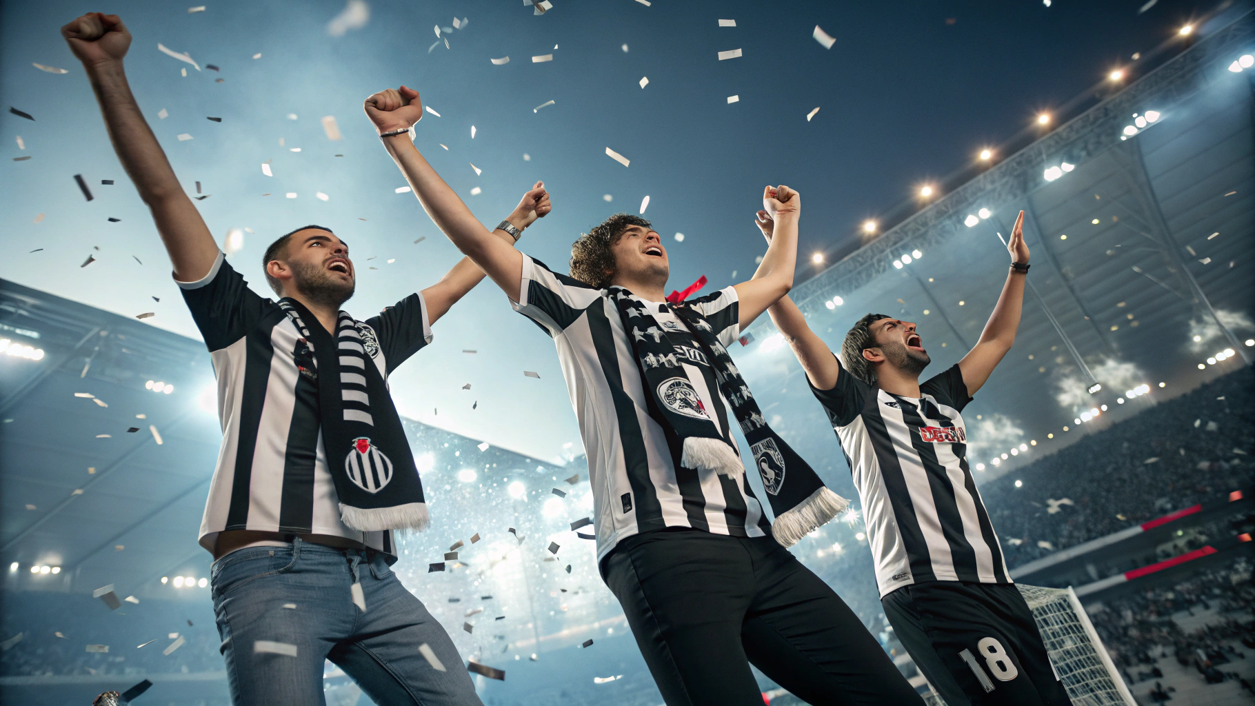 Beşiktaş Kapalı Tribününde tek ses tek yürek tezahürat yapan siyah beyazlı taraftarların tutkulu anı