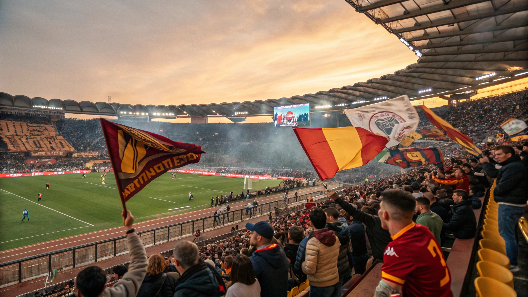 Ezeli rekabet derbi atmosferi, meşaleler, tifo koreografileri ve canlı tribün renklerinin yarattığı yüksek yoğunluklu görsel şölen