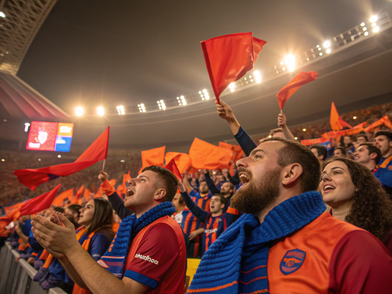 Migros kale arkası tribünü sarı ve lacivert dikey karton mozaik tifo