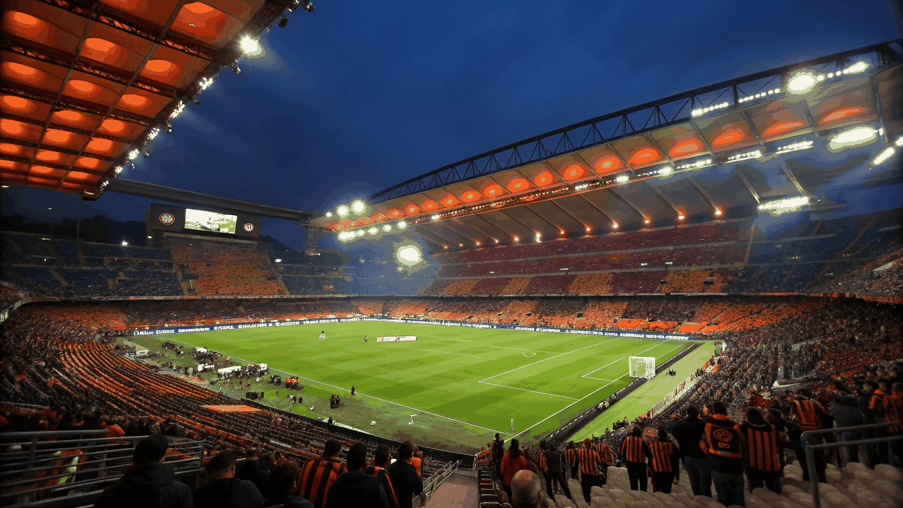Fenerbahçe sarı lacivert canlı tifo koreografisi ve tribün meşale gösterisi