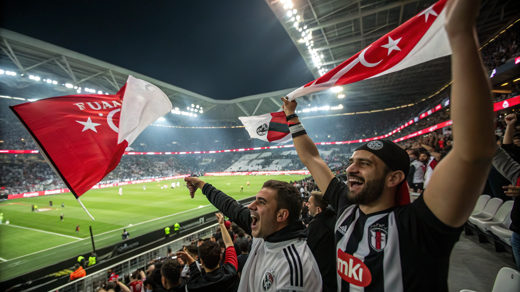 Galatasaray, Fenerbahçe, Trabzonspor ve Beşiktaş taraftar gruplarının renklerini ve koreografilerini bir araya getiren canlı tribün kolajı