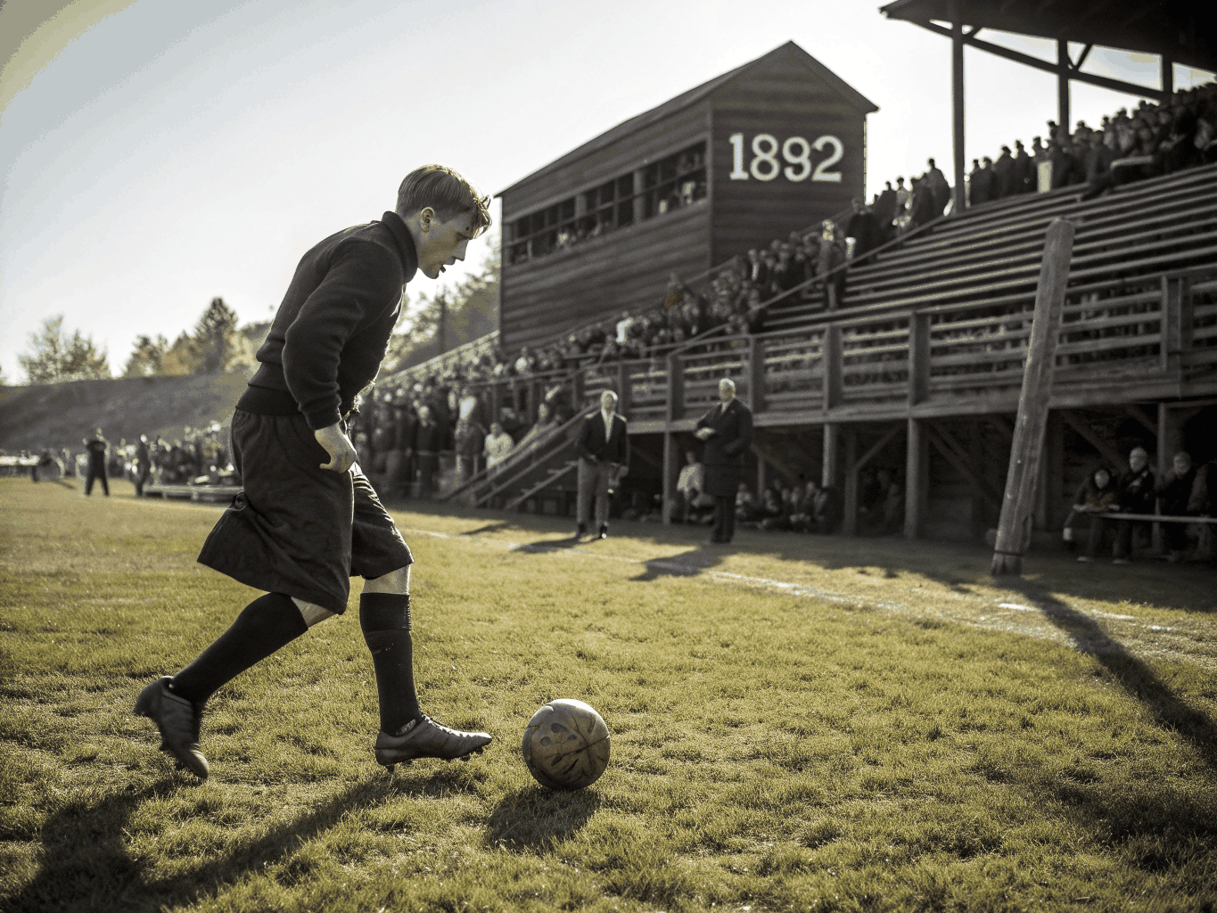 1911 Union Club Sahasında oynanan tarihi lig karşılaşması ve ahşap tribünler